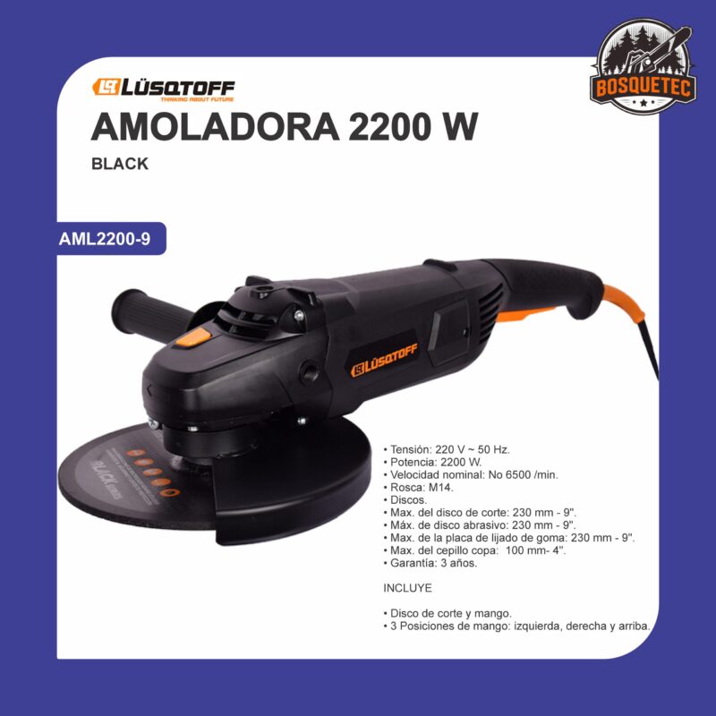 Amoladora 2200 w black aml2200-9