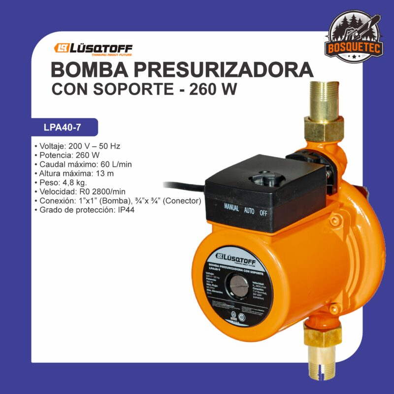 Bomba presurizadora con soporte 260 w lpa40-7