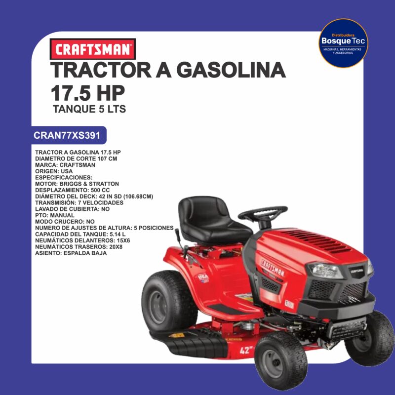 Tractor a gasolina 17,5 hp craftsman cran77xs391