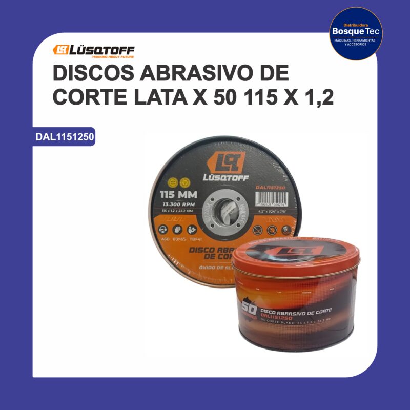 Discos abrasivo de corte lata 115 x 50 x 1,2 mm dal1151250