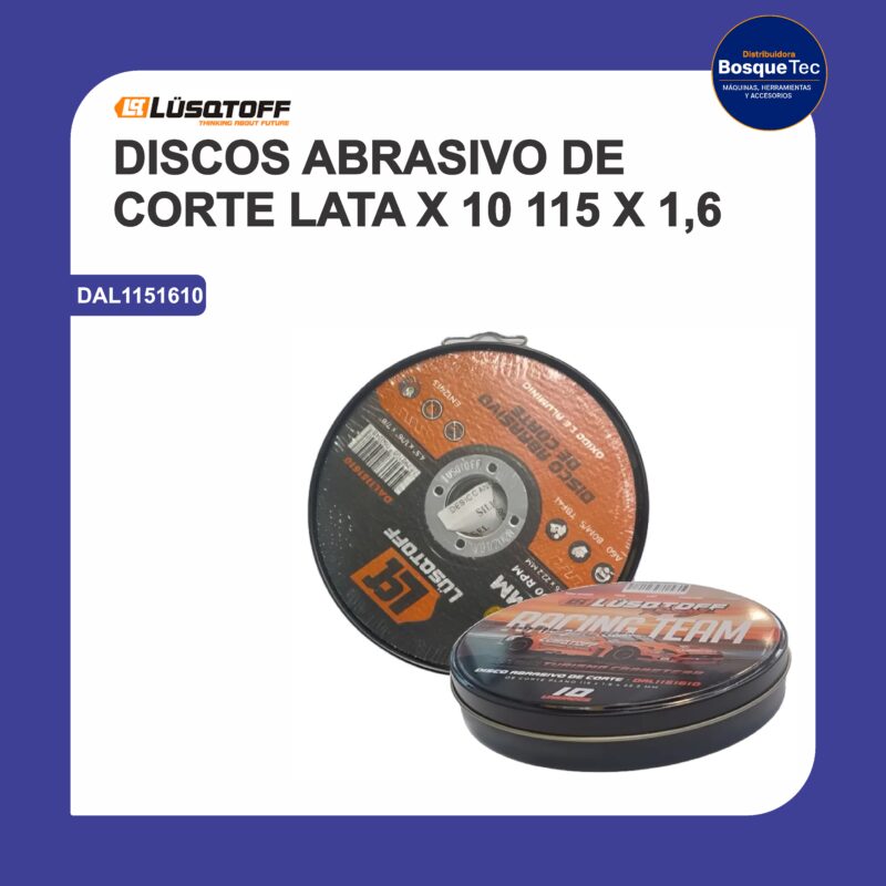 Discos abrasivo de corte lata 115 x 10 x 1,6 mm dal1151610