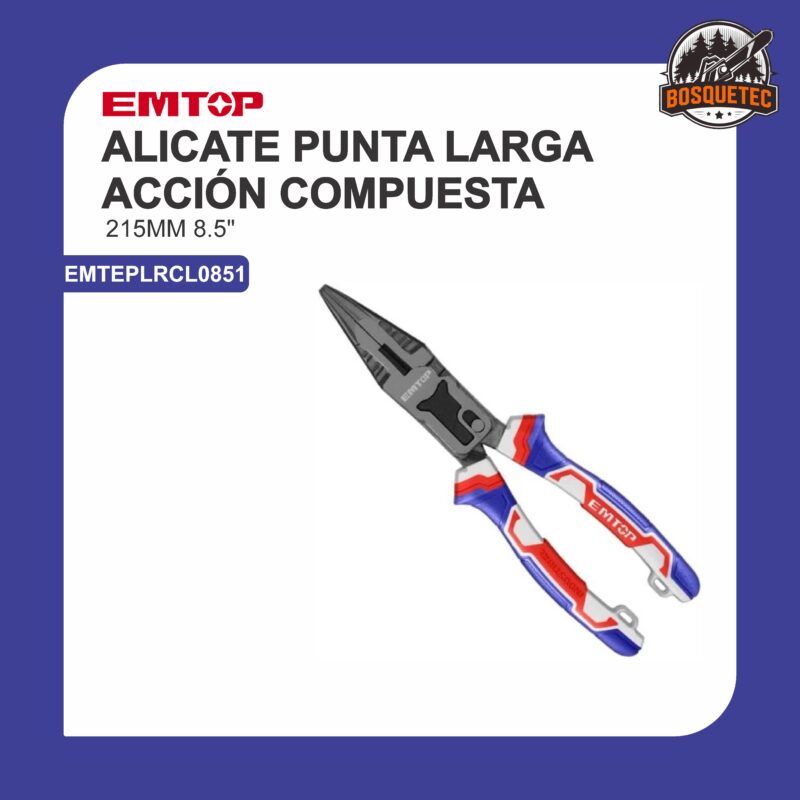 Alicate punta larga accion compuesta emteplrcl0851