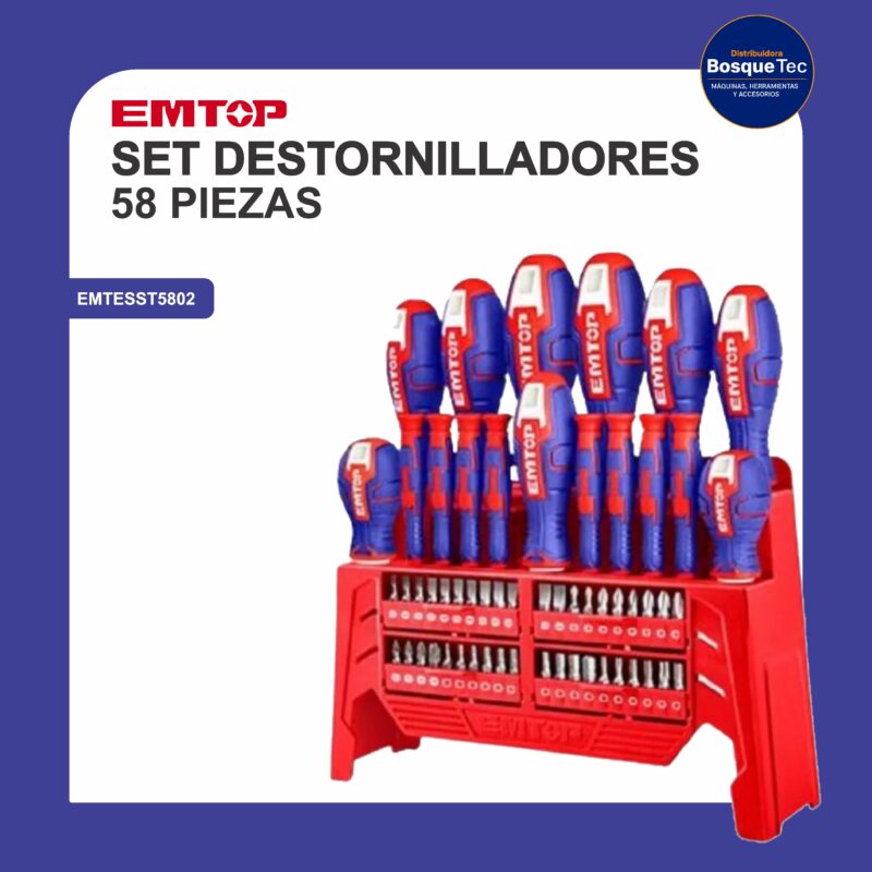 Set destornilladores 58 piezas emtesst5802