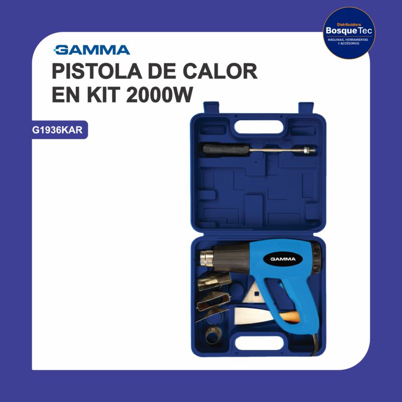 Pistola de calor 2000w en kit g1935kar