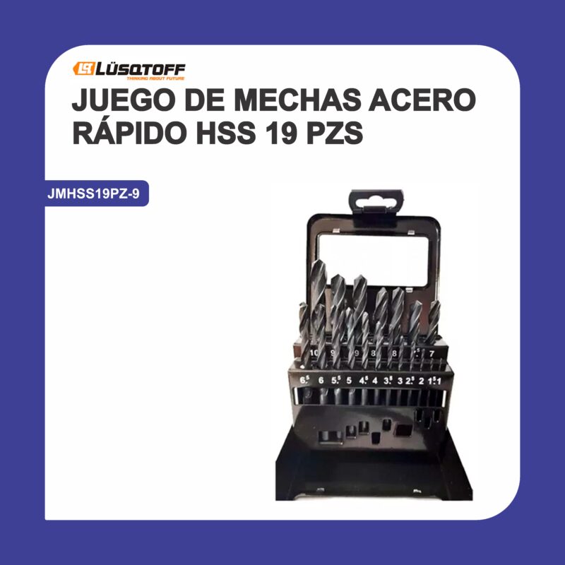 Juego de mechas acero rapido hss 19 pzs jmhss19pz-9
