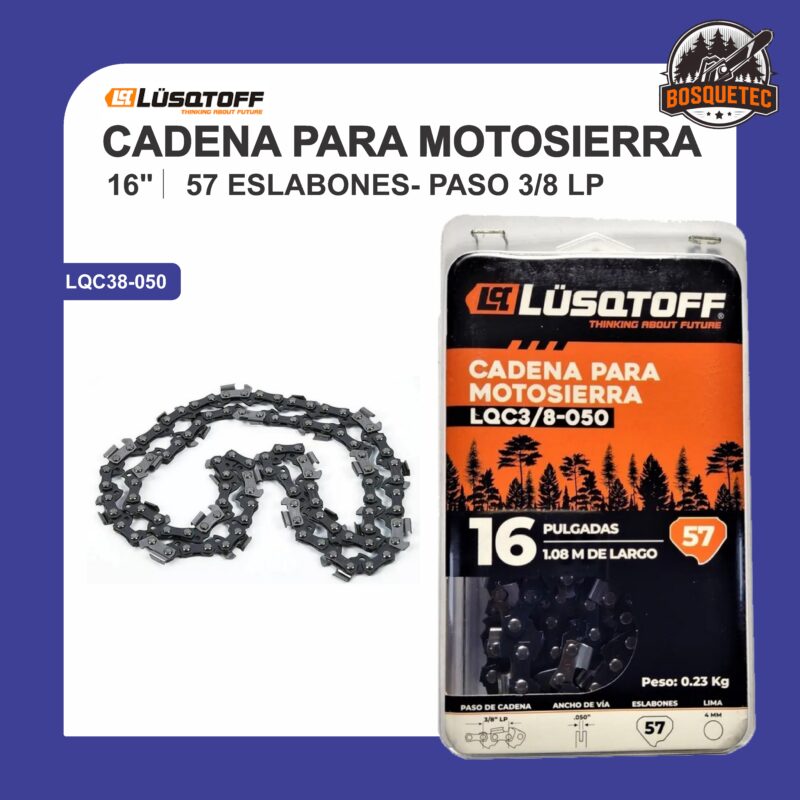 Cadena 16 paso 3/8 lp 57 eslabones lqc38-050