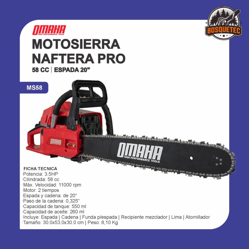 Motosierra naftera pro 58cc ms58
