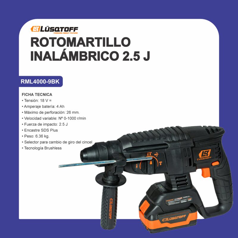 Rotomartillo inalambrico sds plus rml40009bk