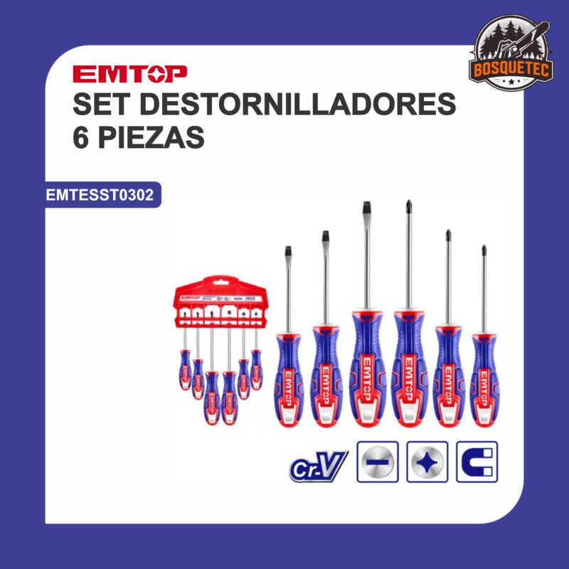Set destornilladores 6 piezas emtesst0302