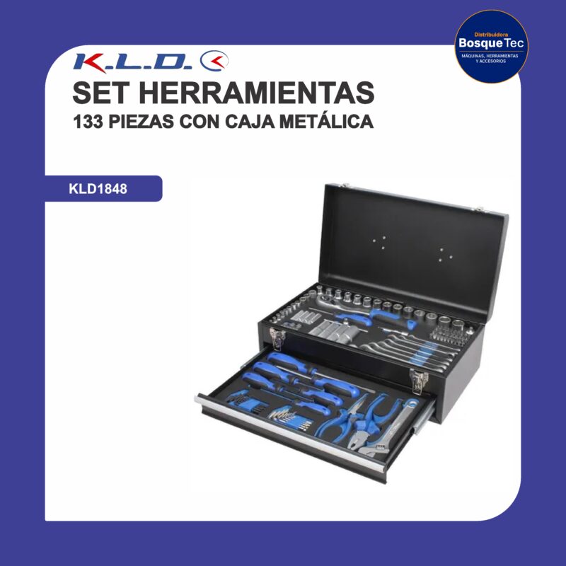 Set herramientas 133 piezas con caja metalica 1848