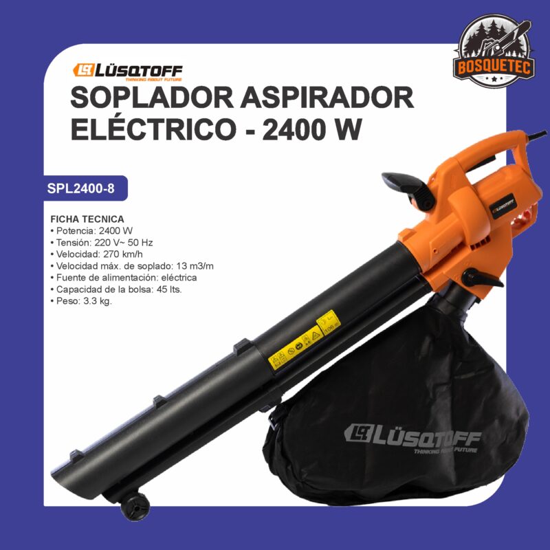 Soplador aspirador eléctrico- 2400 w spl2400-8