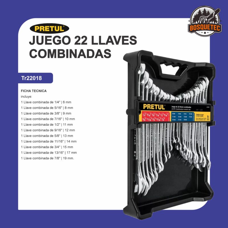 Juego 22 llaves combinadas tr22018