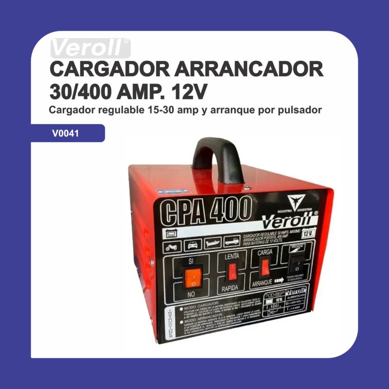 Cargador arrancador 30-400 amp 12v l v0041