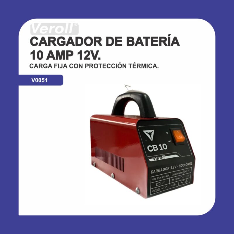 Cargador de bat. 10 amp 12v l v0051