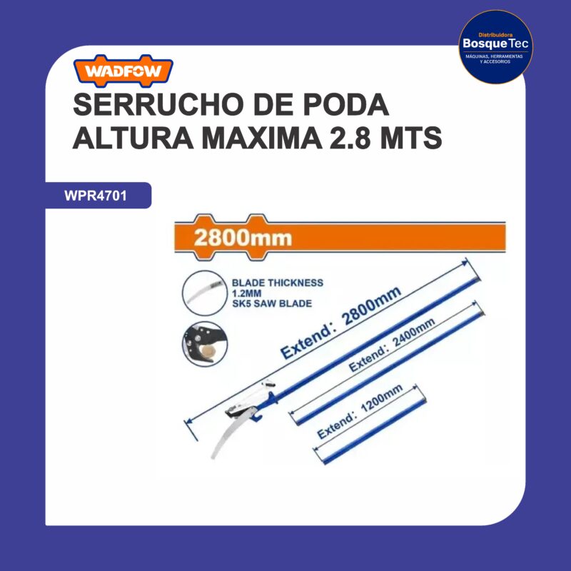 Serrucho de poda altura maxima 2.8 mts extensible wpr4701