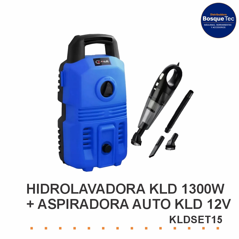 Hidrolavadora Kld 1300W + Aspiradora Auto Kld 12V Kldset15