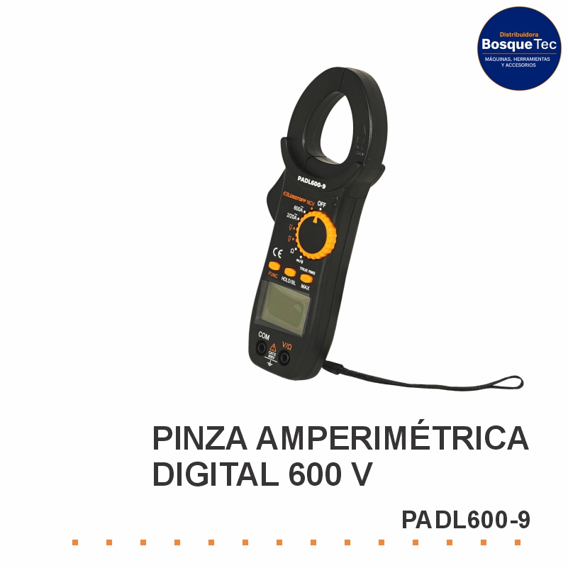 Pinza Amperimetrica Digital 600V (Black) Lusqtoff Padl600-9