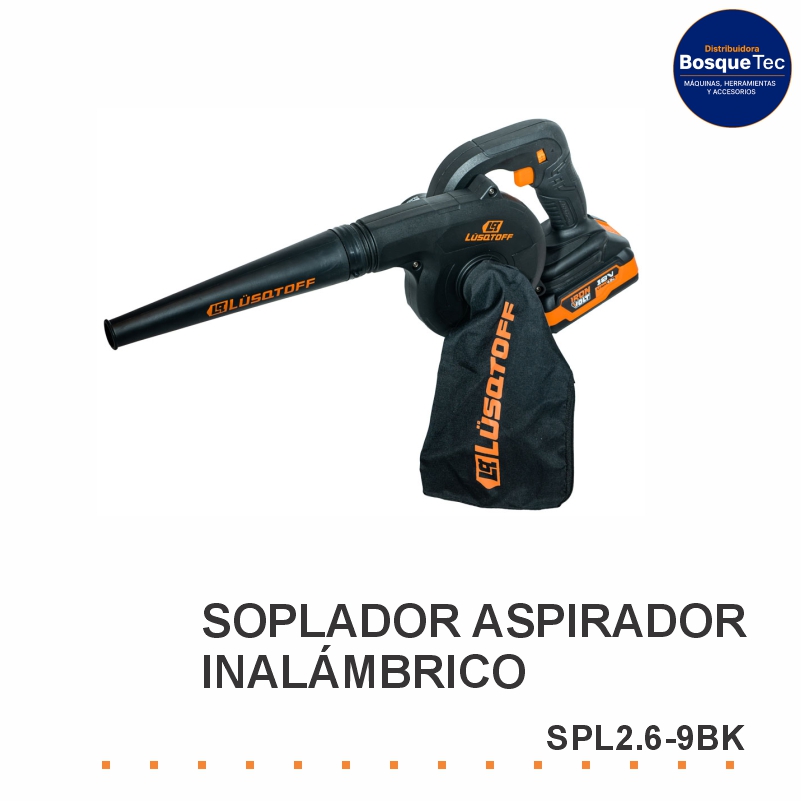 Soplador aspirador inalámbrico lusqtoff spl2.6-9bk