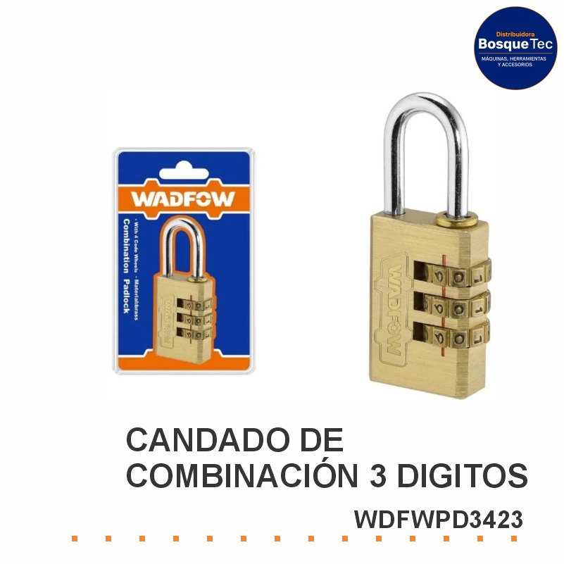 Candado De Combinación 3 Dig. Wadfow Wdfwpd3423