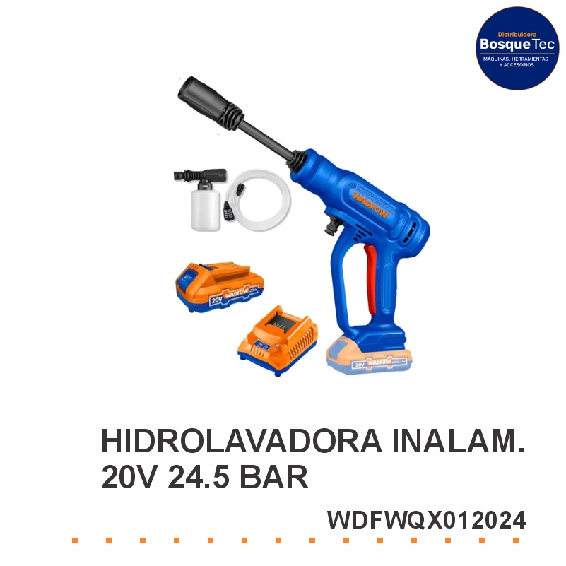 Hidrolavadora Inalam. 20V 24,5 Bar + 1 Bat Y Cargador Wadfow Wdfwqx012024