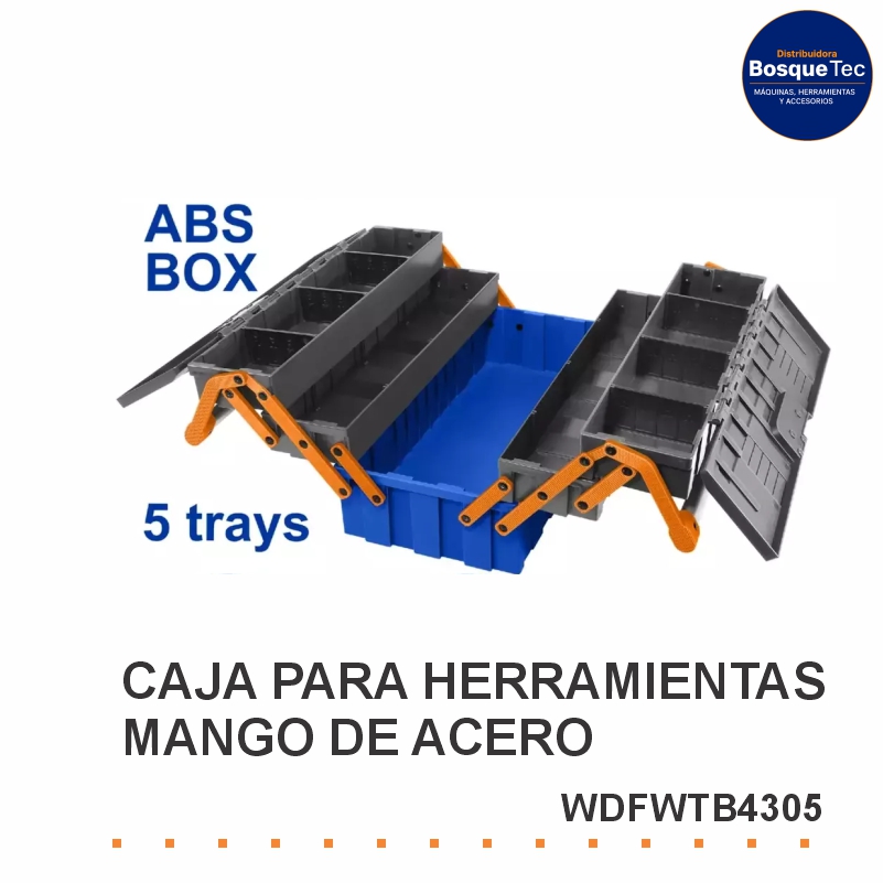 Caja Para Herramientas Mango De Acero 5 Bande. Wadfow Wdfwtb4305