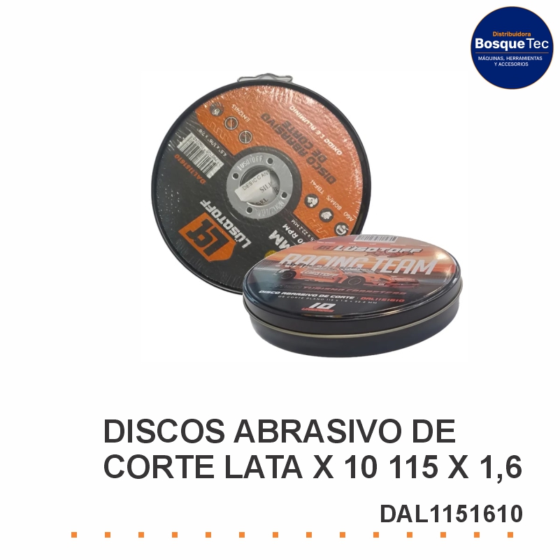 Discos Abrasivo de Corte Lata 115 X 10 X 1,6 mm Lusqtoff Dal1151610