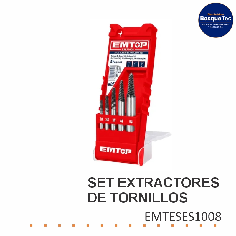 Set Extractores de Tornillos EMTOP EMTESES1008
