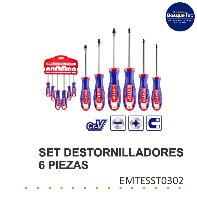 Set Destornilladores 6 Piezas Emtop EMTESST0302