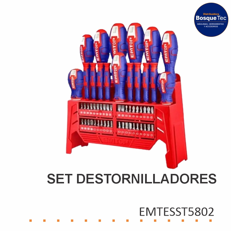 Set Destornilladores Emtop 58 Piezas EMTESST5802