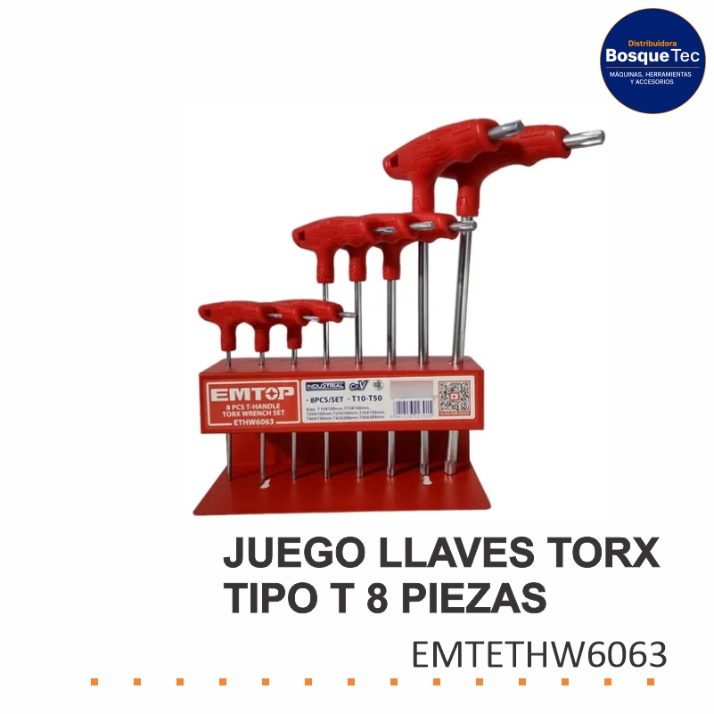 Juego Llaves Torx Tipo T 8 Piezas Emtop EMTETHW6063