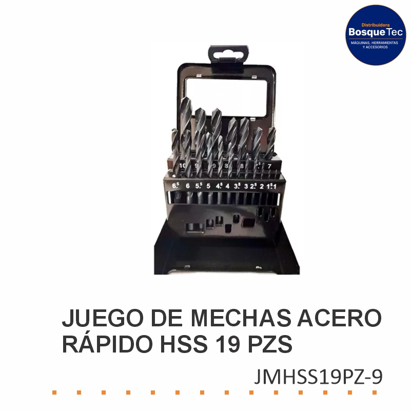 Juego de Mechas Acero Rapido HSS 19 Pzs Lüsqtoff JMHSS19PZ-9
