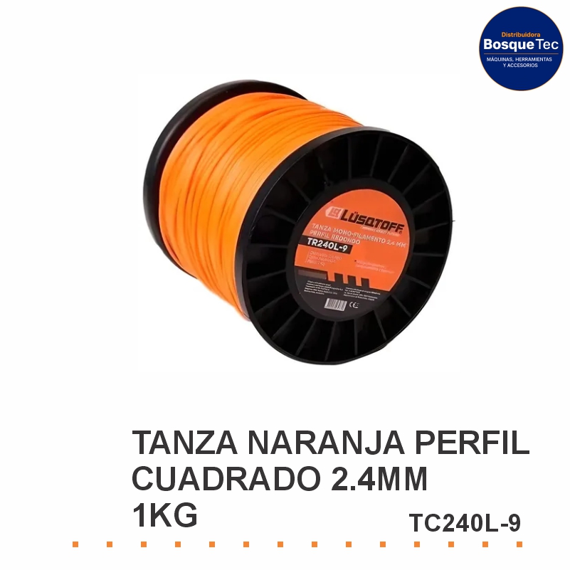Tanza Naranja Perfil Cuadrado 2.4Mm 1Kg Lusqtoff Tc240L-9