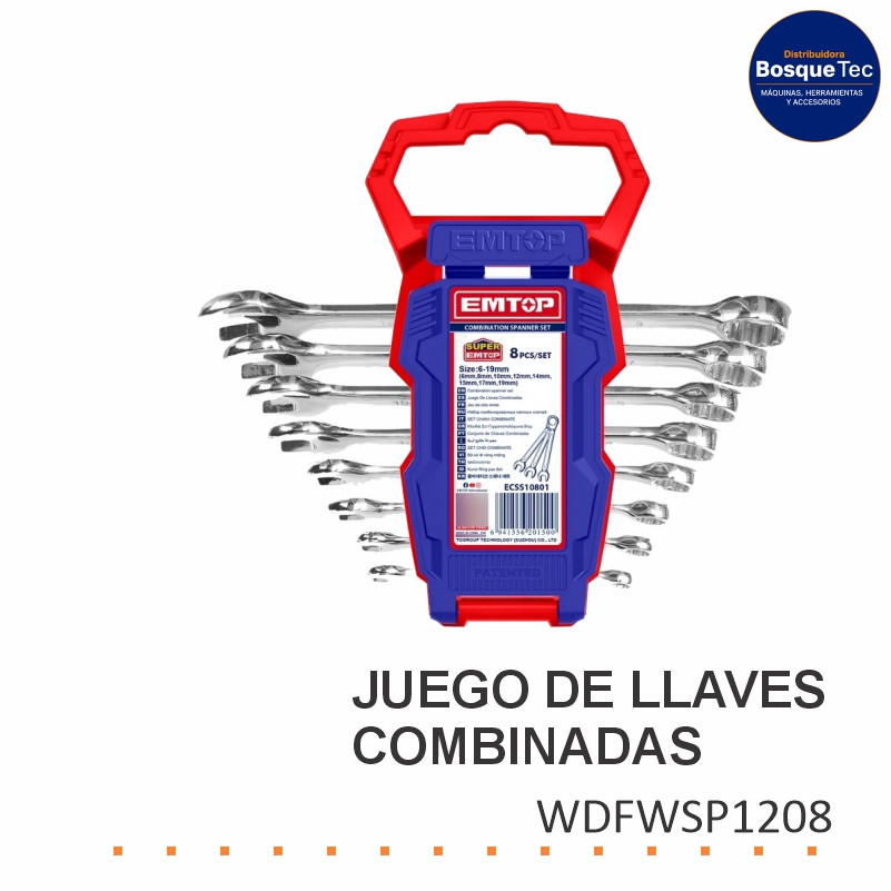Juego de Llaves Combinadas Emtop 8 Piezas WDFWSP1208