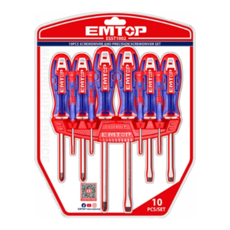 Set Destornilladores Emtop 10 Piezas EMTESST1002