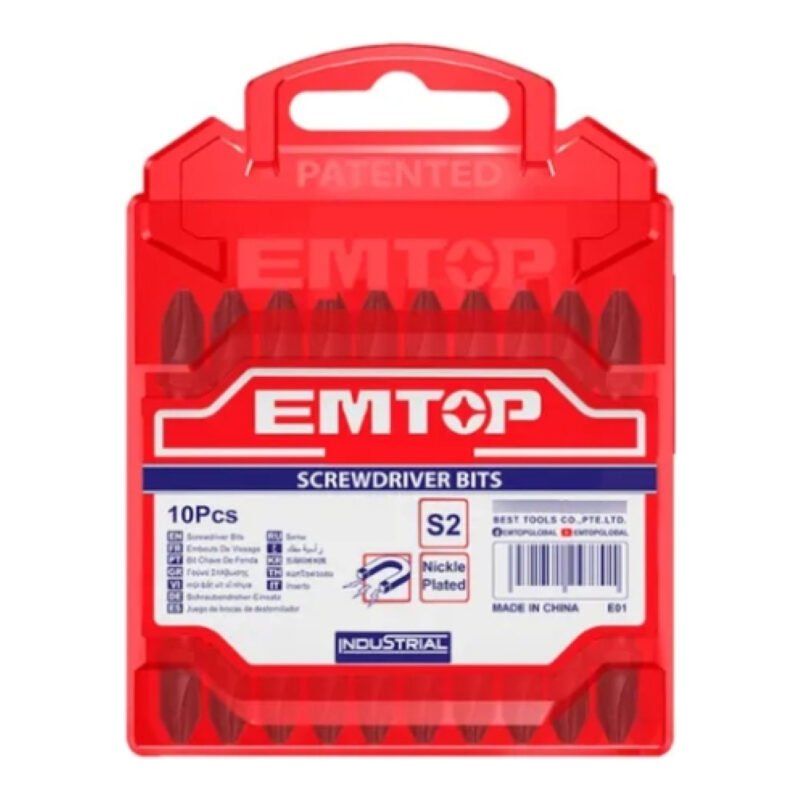SET PUNTAS ATORNILLADOR DE IMPACTO 10 PIEZAS EMTOP EMTESBTMPH233