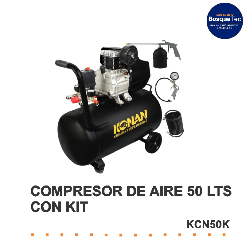 COMPRESOR DE AIRE 50 LTS CON KIT KONAN KCN50K