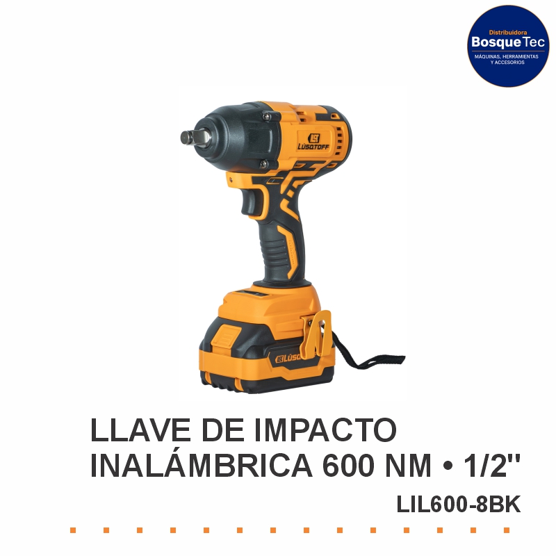 LLAVE DE IMPACTO INALAMBRICA 18V LUSQTOFF LIL600-8BK