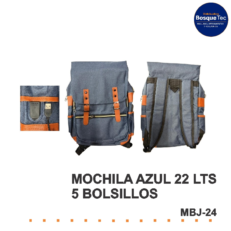 MOCHILA AZUL 22 LTS 5 BOLSILLOS OMAHA MBJ-24