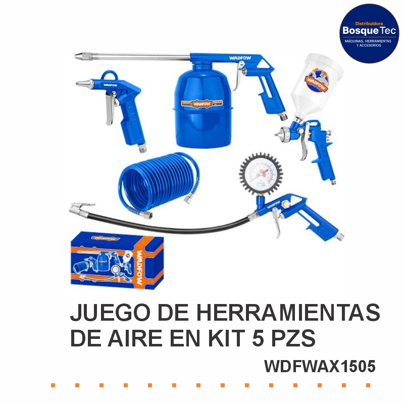JUEGO DE HERRAMIENTAS NEUMATICAS KIT DE AIRE 5 PZS WADFOW WDFWAX1505