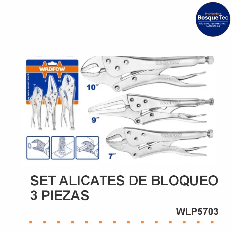 SET ALICATES DE BLOQUEO 3 PIEZAS WADFOW WLP5703