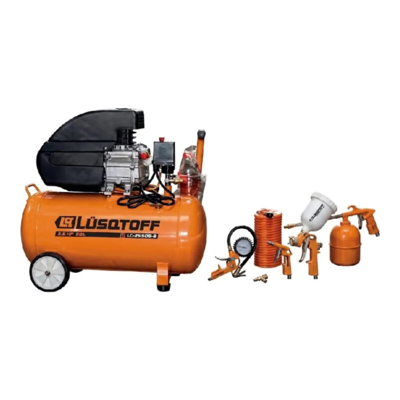 COMPRESOR 50L CON KIT 5 PIEZAS LUSQTOFF LC2550B-8KIT