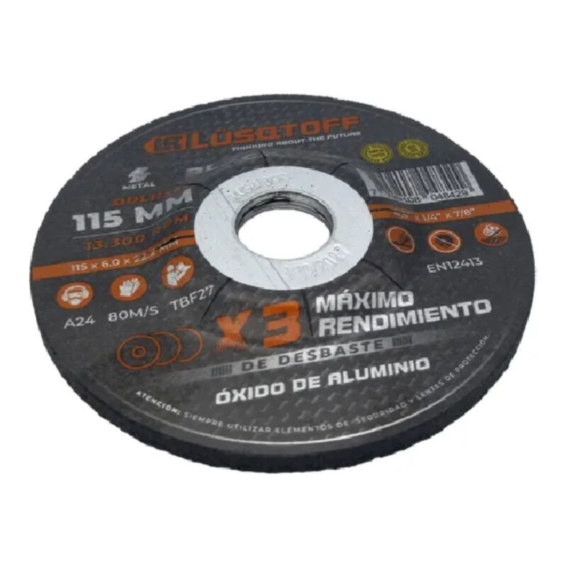 DISCO DE DESBASTE PARA METAL 115 * 6.0 * 22 mm DDL11560
